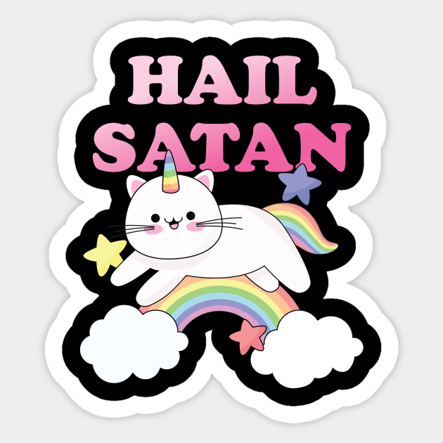 Hail Satan Rainbow Cat Unicorn Sticker by BlackRavenOath